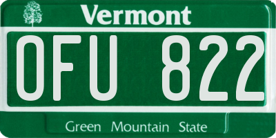 VT license plate OFU822
