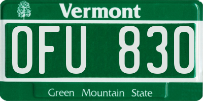 VT license plate OFU830