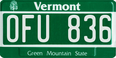 VT license plate OFU836