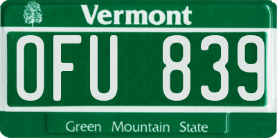 VT license plate OFU839
