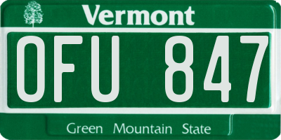 VT license plate OFU847