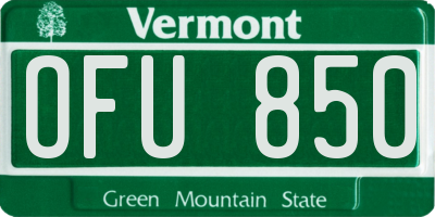 VT license plate OFU850