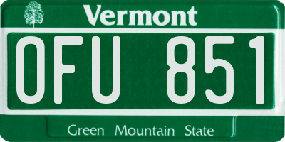 VT license plate OFU851