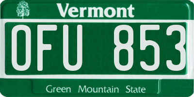 VT license plate OFU853