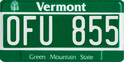 VT license plate OFU855