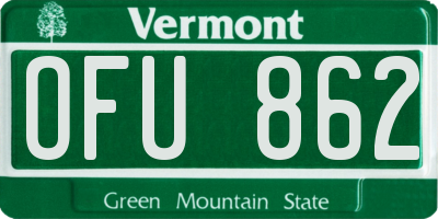 VT license plate OFU862