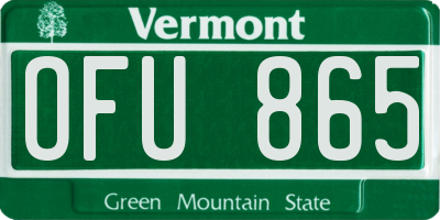 VT license plate OFU865