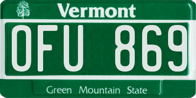 VT license plate OFU869