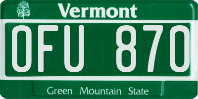 VT license plate OFU870