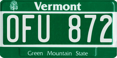 VT license plate OFU872