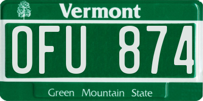 VT license plate OFU874