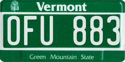 VT license plate OFU883