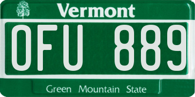 VT license plate OFU889