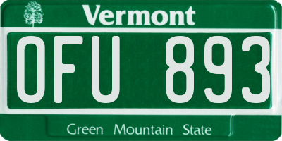 VT license plate OFU893