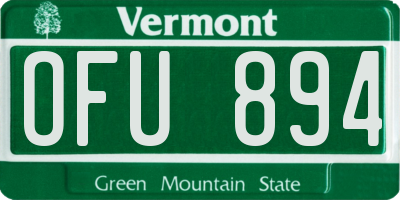 VT license plate OFU894