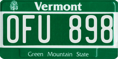 VT license plate OFU898