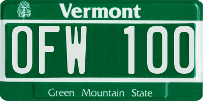 VT license plate OFW100