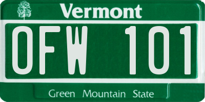 VT license plate OFW101