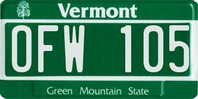 VT license plate OFW105