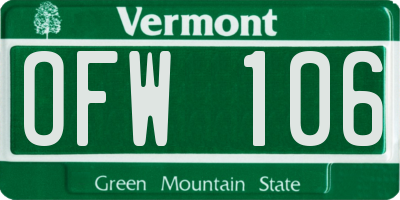 VT license plate OFW106