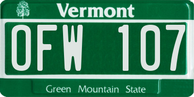 VT license plate OFW107