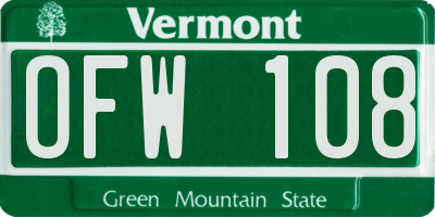 VT license plate OFW108
