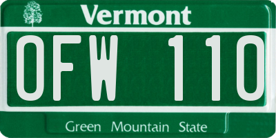 VT license plate OFW110