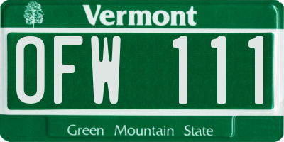 VT license plate OFW111