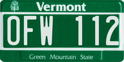 VT license plate OFW112