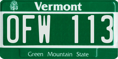 VT license plate OFW113