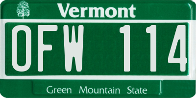 VT license plate OFW114