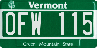 VT license plate OFW115