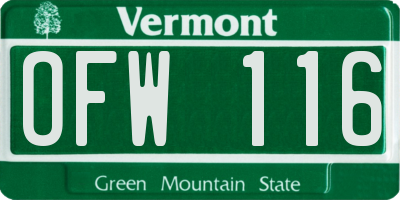 VT license plate OFW116