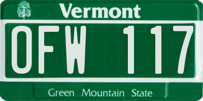 VT license plate OFW117