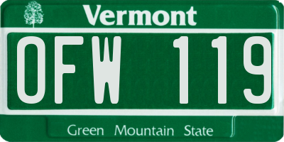 VT license plate OFW119