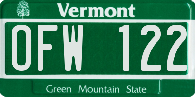 VT license plate OFW122