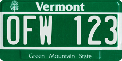 VT license plate OFW123