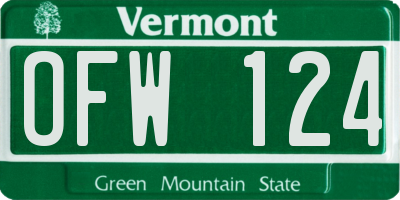 VT license plate OFW124