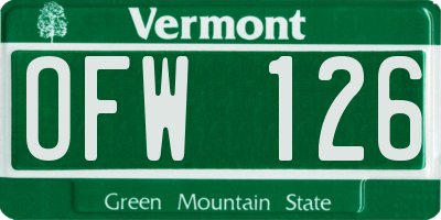 VT license plate OFW126