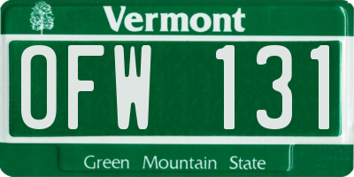 VT license plate OFW131