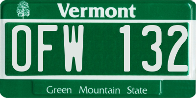 VT license plate OFW132