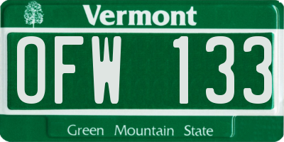 VT license plate OFW133