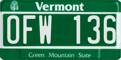VT license plate OFW136
