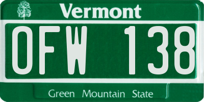 VT license plate OFW138
