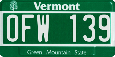 VT license plate OFW139