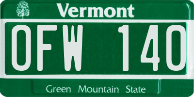 VT license plate OFW140