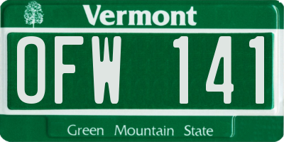 VT license plate OFW141