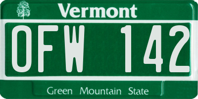 VT license plate OFW142