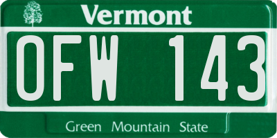 VT license plate OFW143