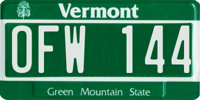 VT license plate OFW144